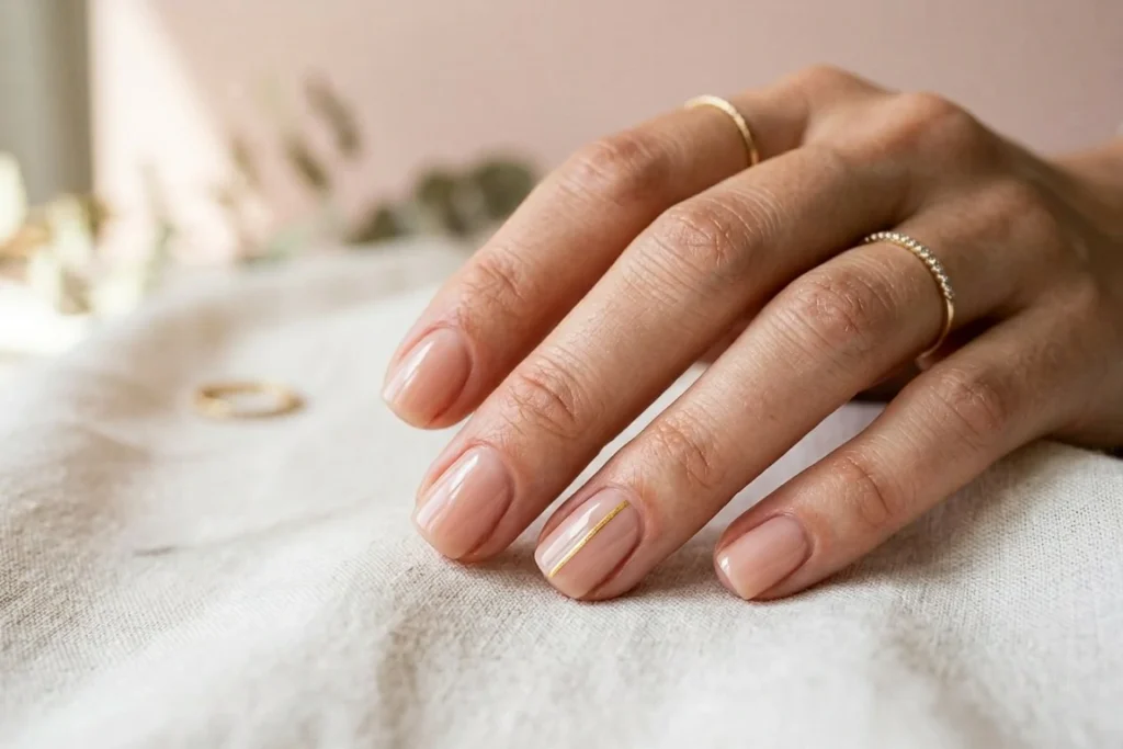 Gold Line on the Ring Finger nail