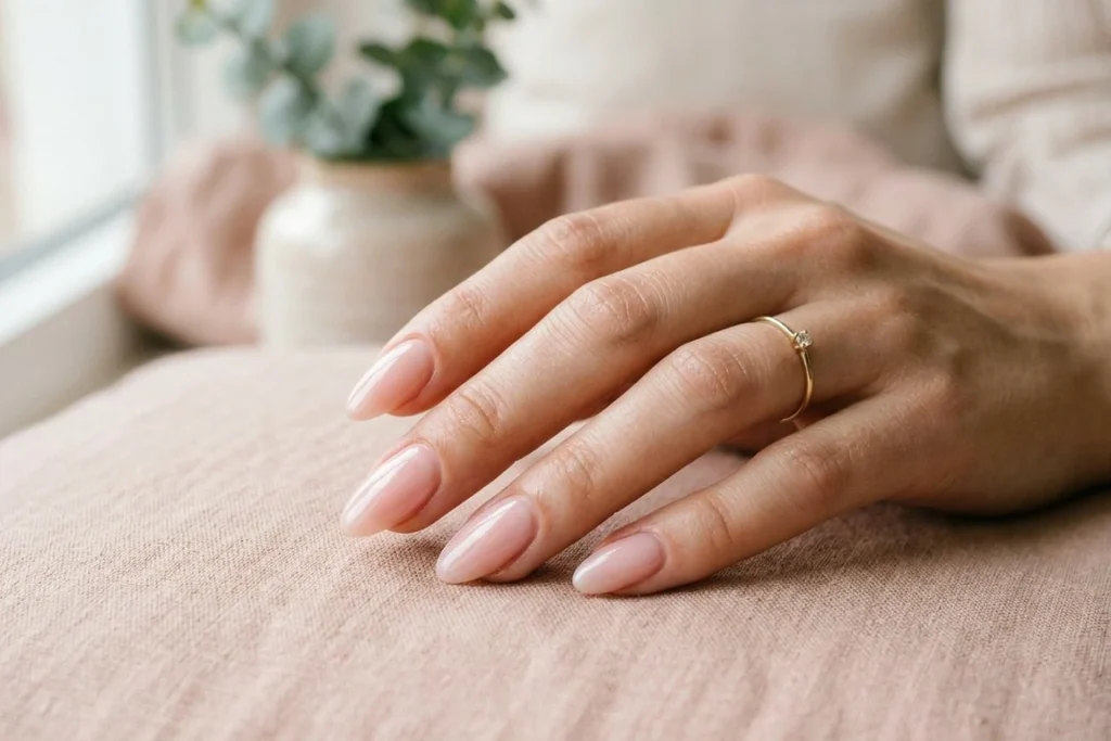 Sheer Pink Glaze Nails