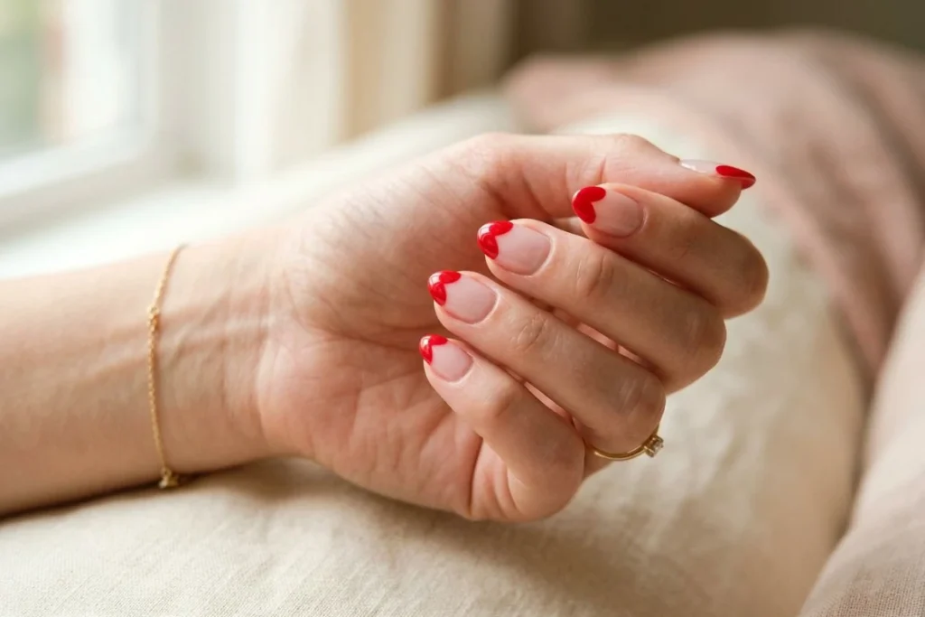 Heart French Tips Nails