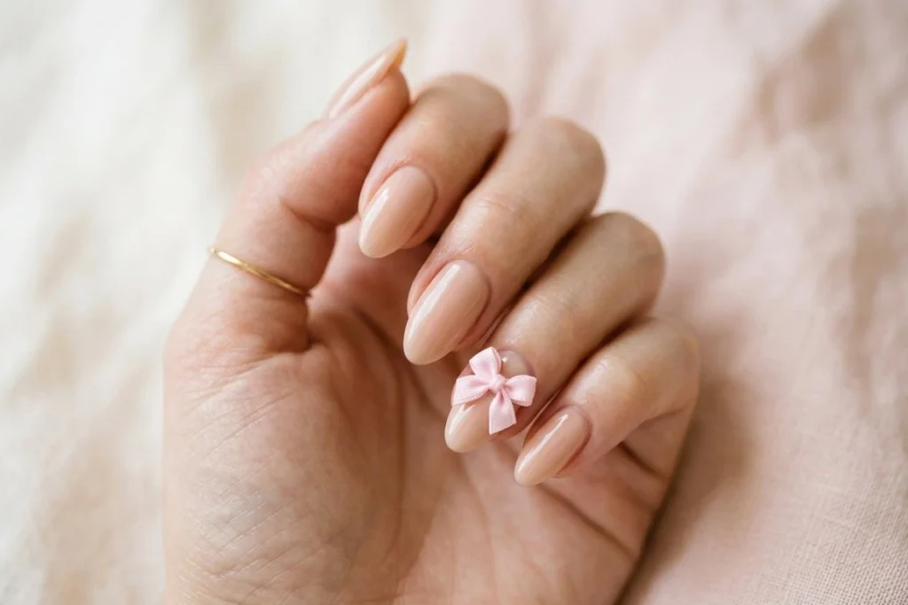Pink Bow Accent nail