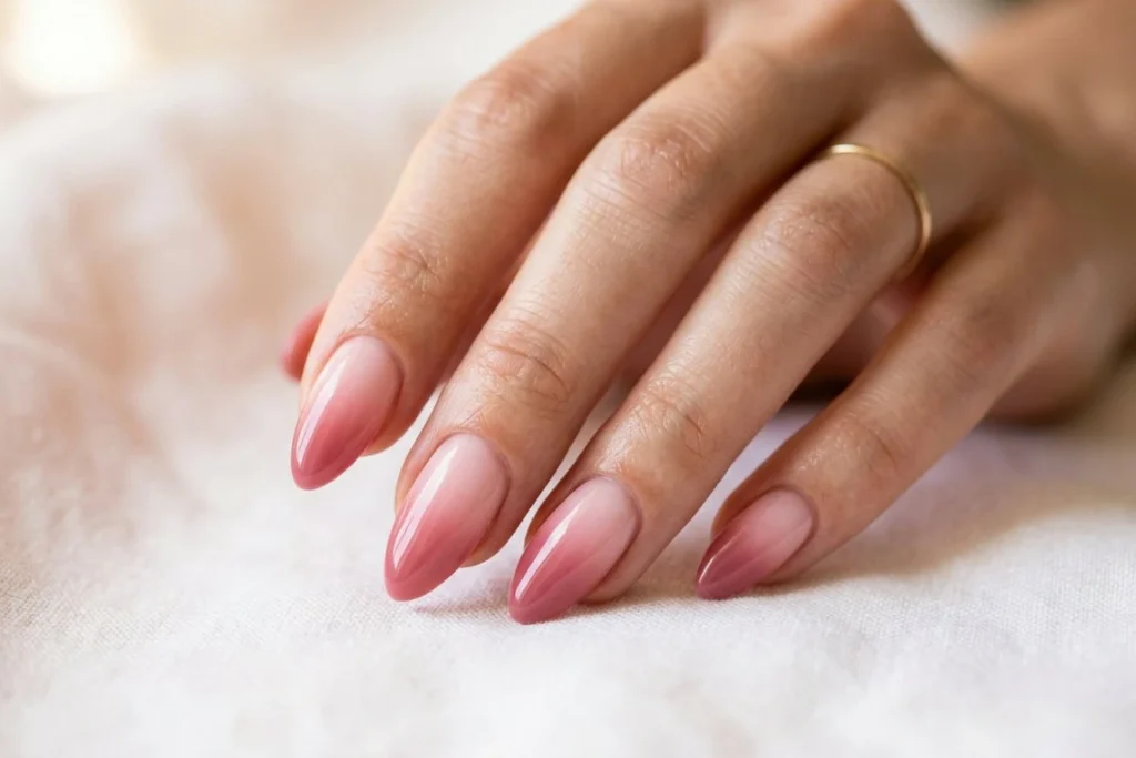 Pink Ombré Almond nails