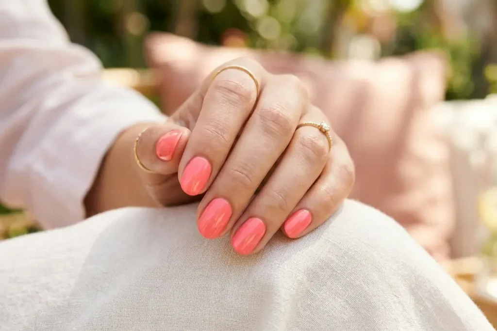 Coral Pink nail 