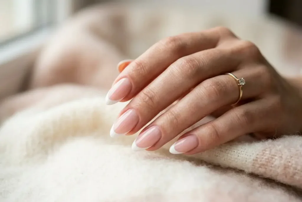 Pink French Almond nail