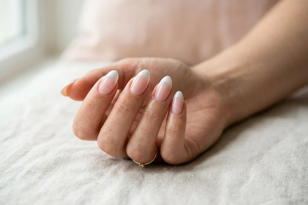 Frosted French Tips Nails