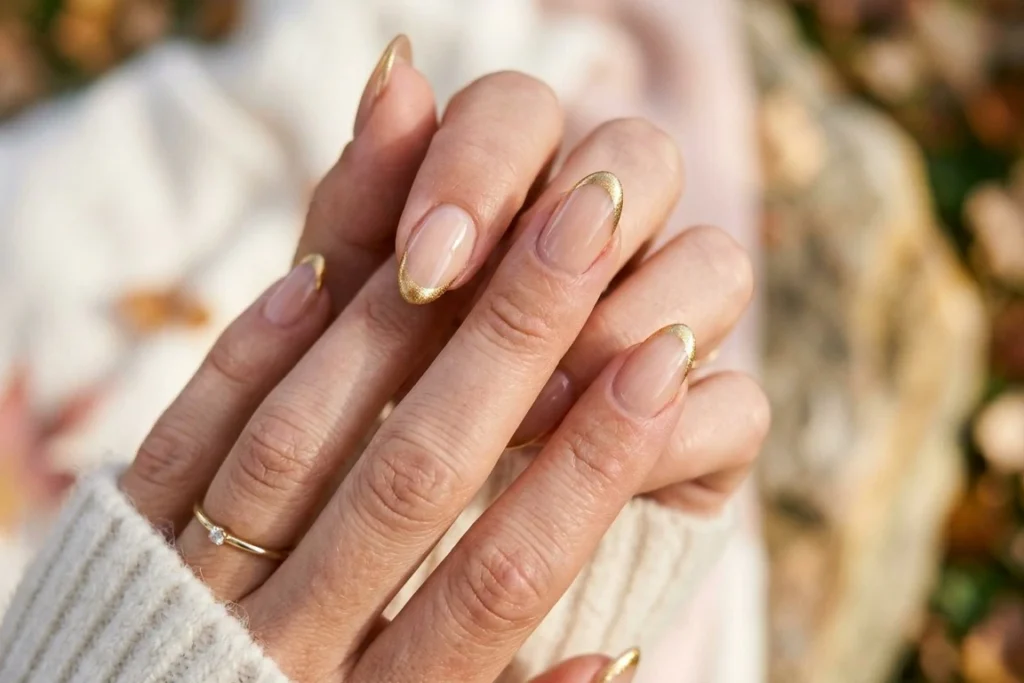 Gold Tip Accent Nails