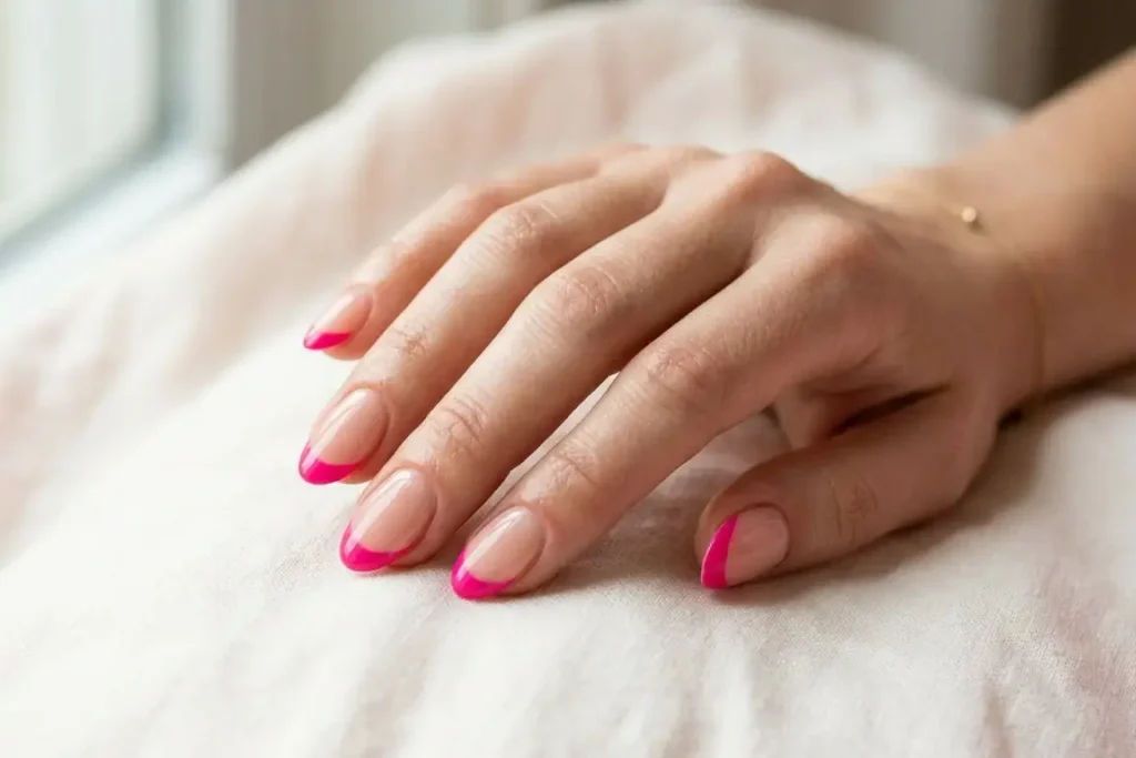 Hot Pink Tip nail