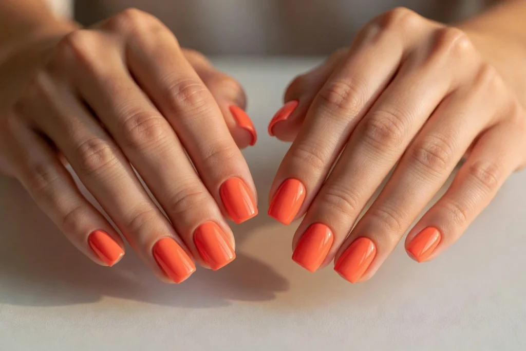 Coral August Nails