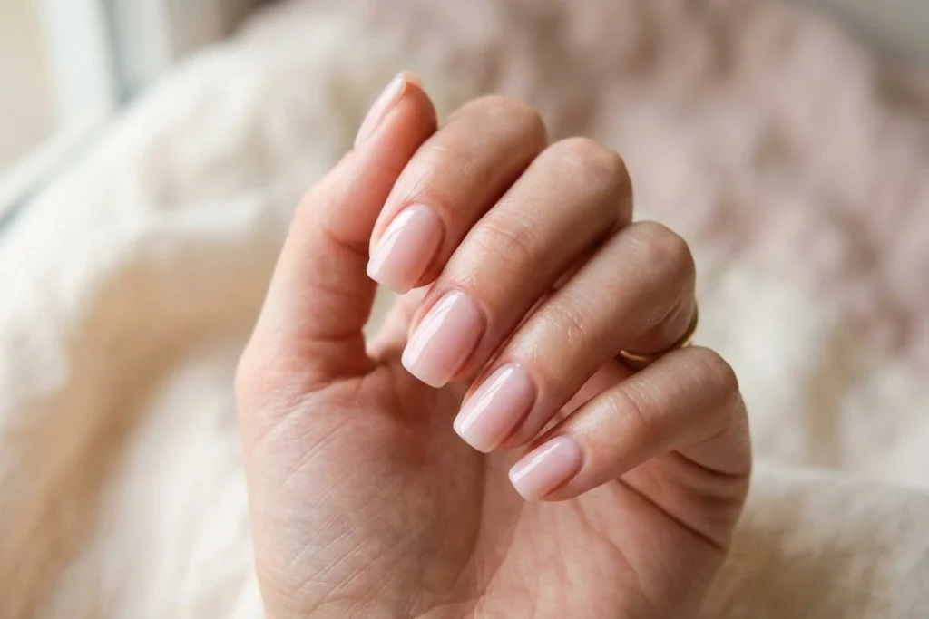 Glossy Milky Pink Nails