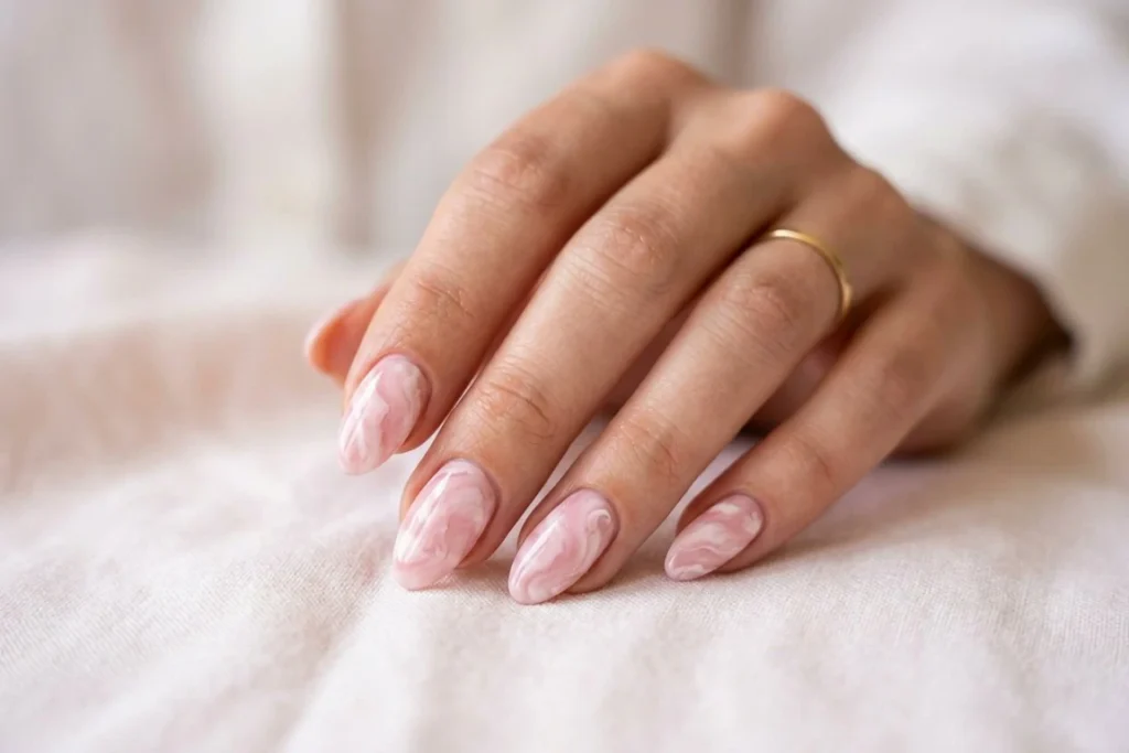 Pink Marble Nails