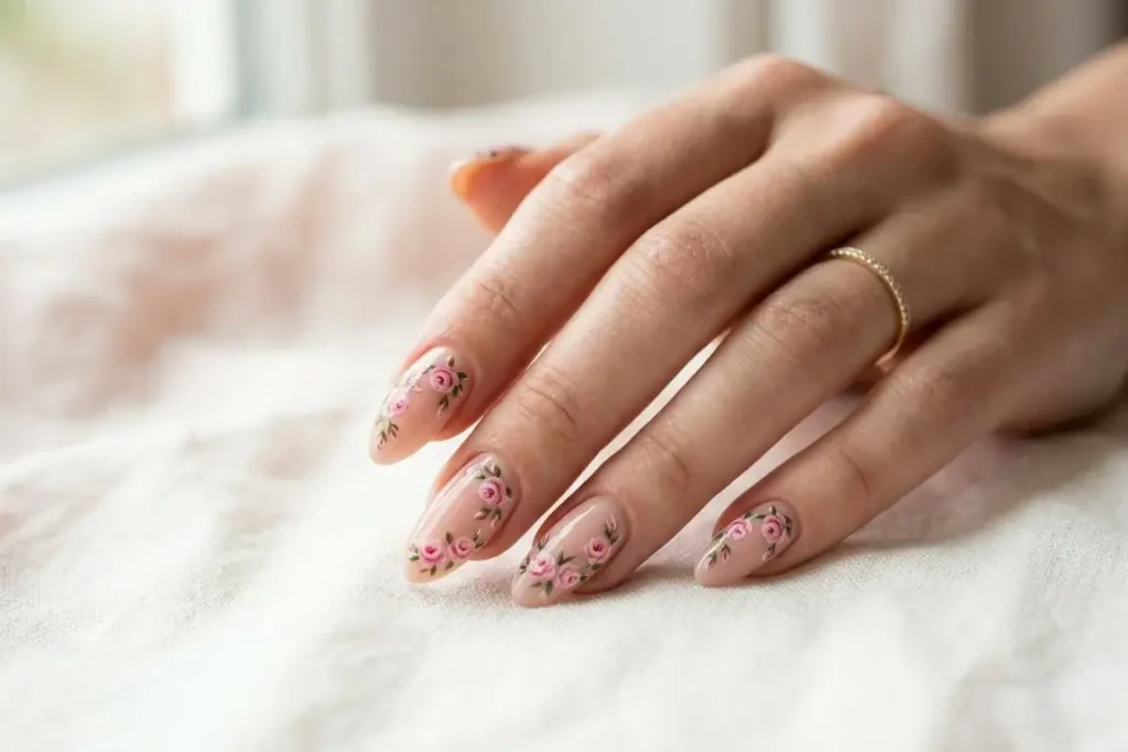 Pink Rose Almond nail