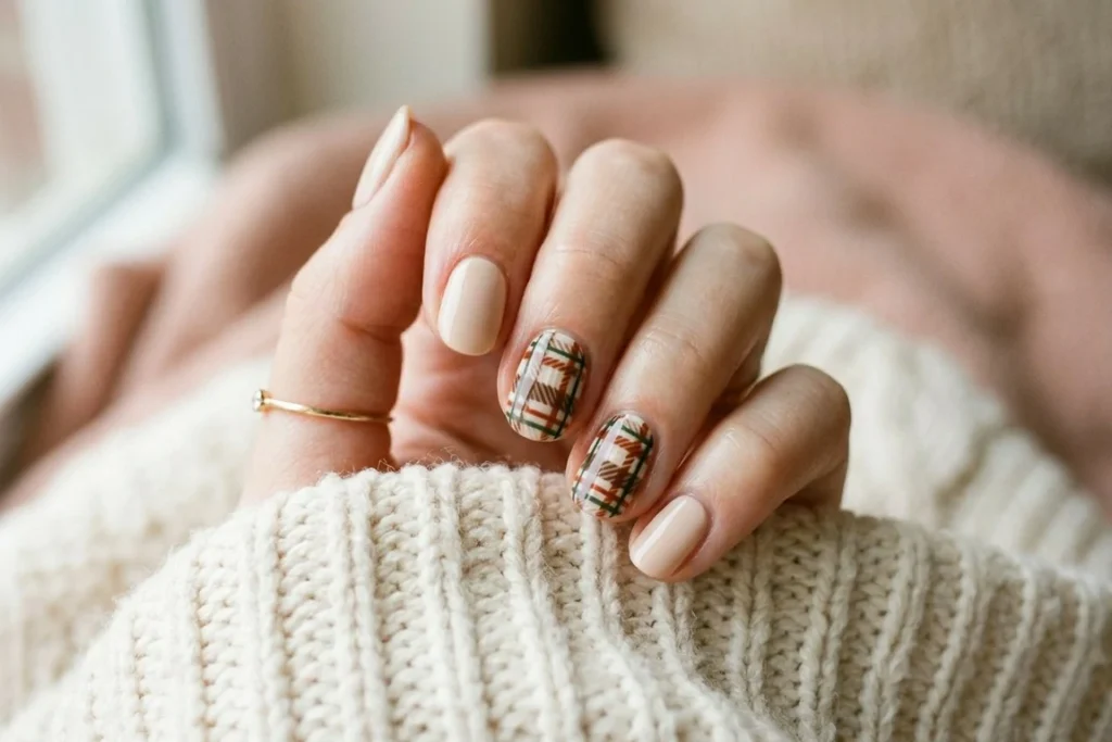 Plaid Accent Nails