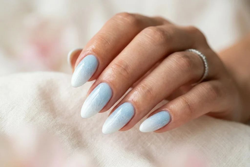 Icy Blue Ombré Nails