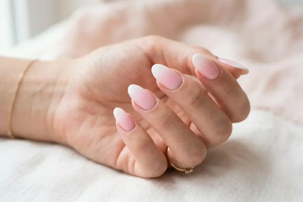Pink to White nail 
