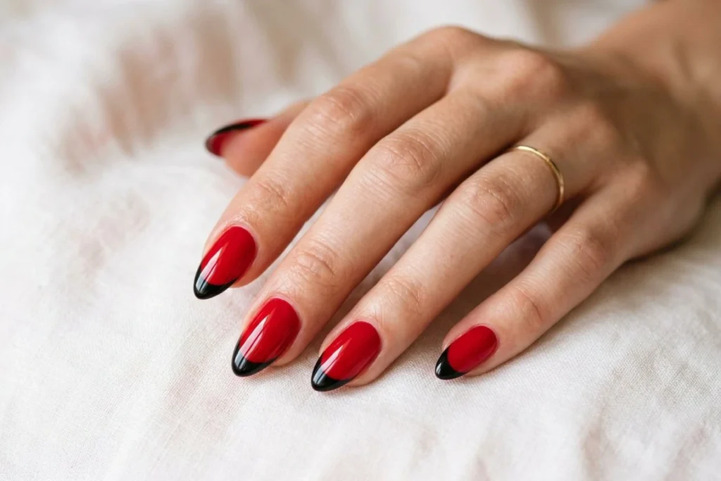 Black and Red French Nails