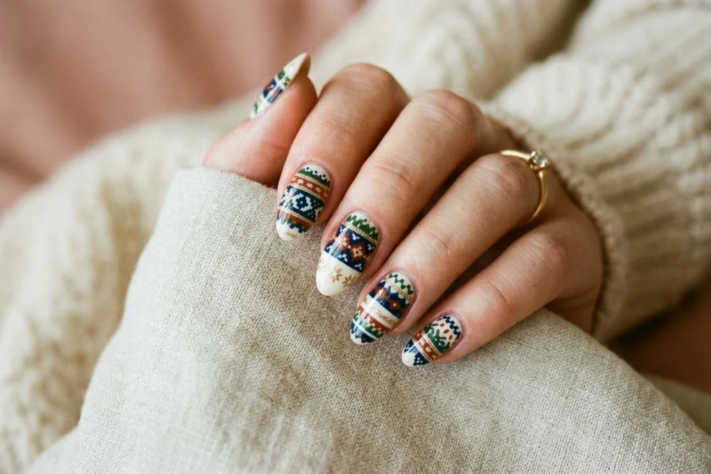 Fair Isle Accent Nails