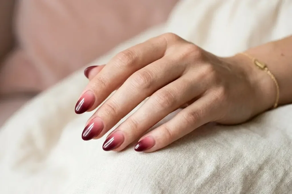 Rose to Burgundy nail 