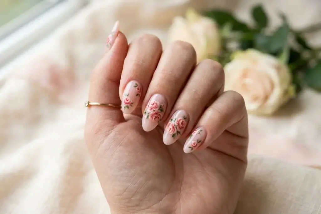 Pink Roses nail 