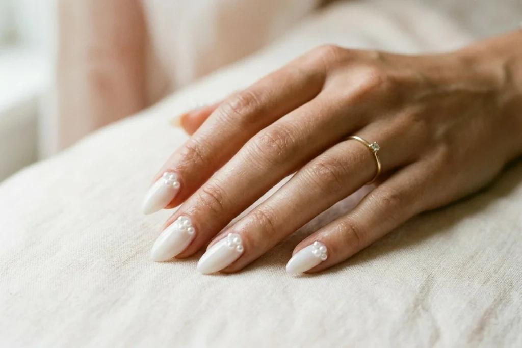 Pearl Accent Almond nails