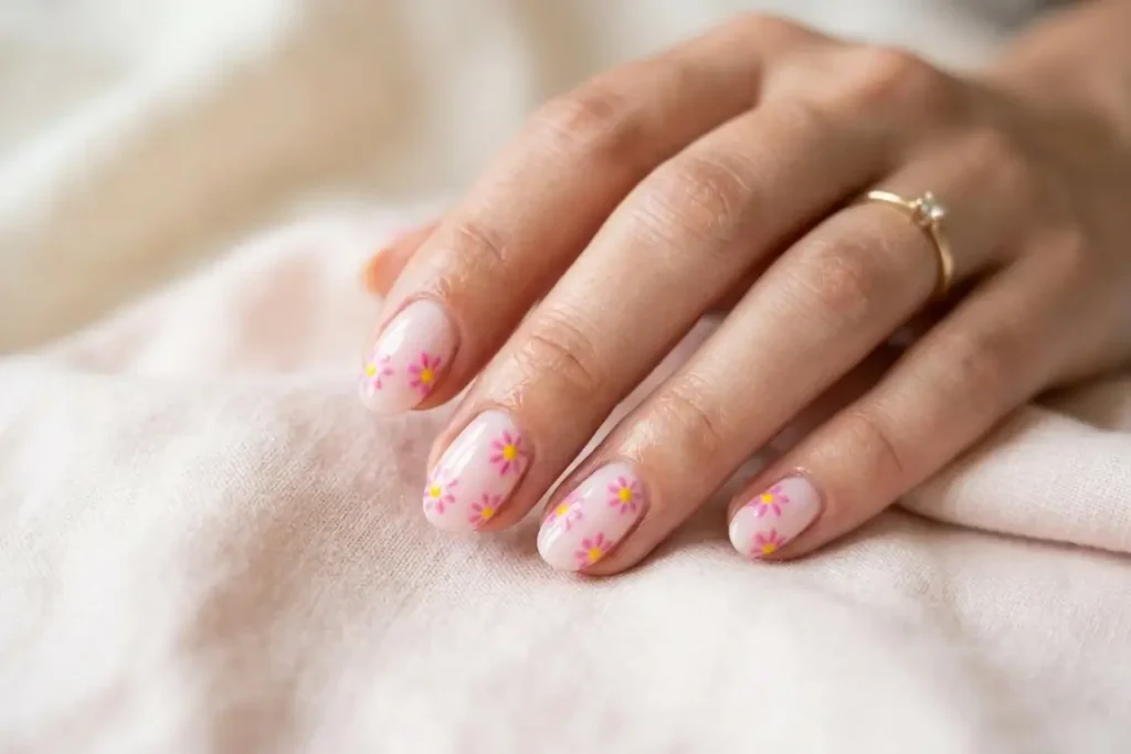 Pink Daisies nail 