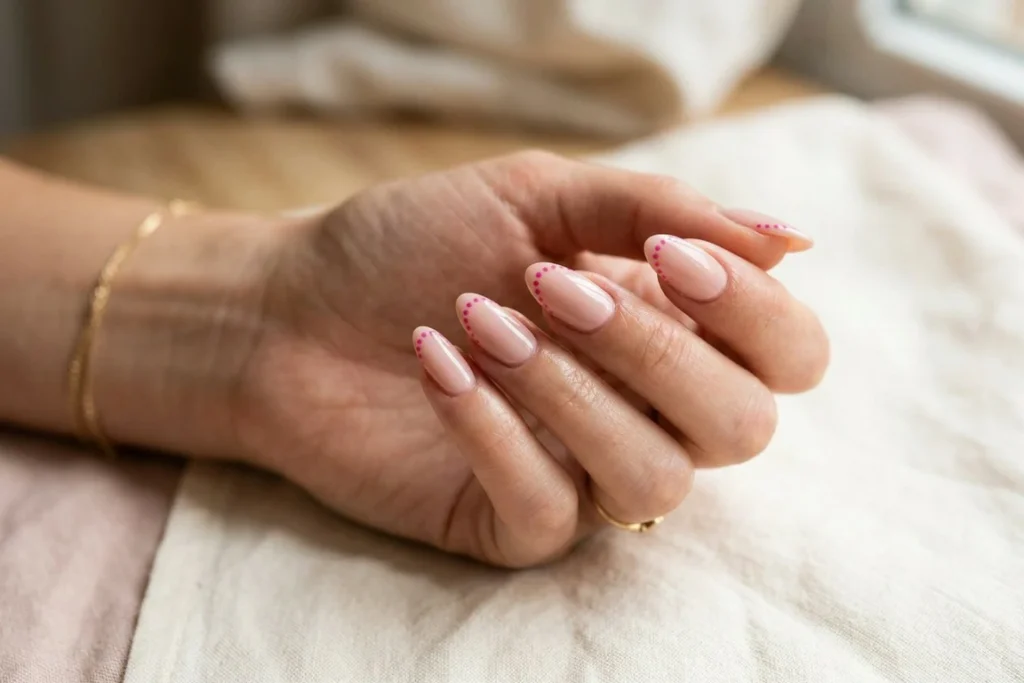 Pink Dot Pattern Nails